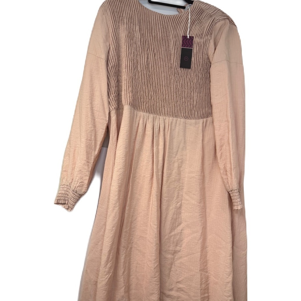 Pink and Pasley NWT Long Sleeve Dress bundle bubble shoulder scrunch waist midi - Picture 4 of 6